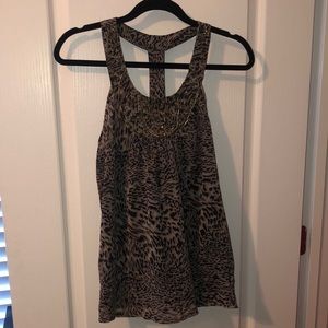 Charlotte Russe animal print tank blouse with beads
